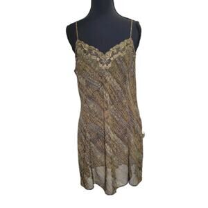 Vintage 2000s Victoria's Secret Chemise L Nighty Grunge Snake Print Slip Dress